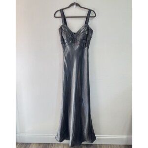 Y2K David's Bridal Dress 12 Set Shawl Formal Gown Prom Bridesmaid Silver Beads